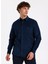 Slim Fit Gömlek Yaka Düz Lacivert Erkek Gömlek F5WM-GML 2378 3
