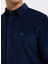 Slim Fit Gömlek Yaka Düz Lacivert Erkek Gömlek F5WM-GML 2378 4