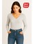 V Yaka Uzun Kol Fitilli Bluz 1