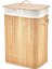 Dikdörtgen Bambu Ahşap Kirli Çamaşır Sepeti 40x30x60cm Seyyar Kapaklı İçi Bezli İp Kulplu (4915) 1