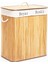 Dikdörtgen Iki Bölmeli Iç Bez Bambu Ahşap Kirli Çamaşır Sepeti Ip Kulp 52X32X62CM (4915) 1