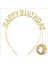 Techmrt Altın Gold Renk Kristal Taşlı Parlak Happy Birthday Taç 16X17 cm 1