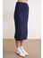 6929 Kadın Fitilli Triko Etek Lacivert 3