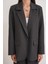 4753 Kadın Çizgili Oversize Blazer Ceket Antrasit 5