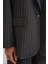 4753 Kadın Çizgili Oversize Blazer Ceket Antrasit 6
