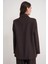 4753 Kadın Çizgili Oversize Blazer Ceket Kahve 7
