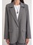 4753 Kadın Çizgili Oversize Blazer Ceket Gri 5