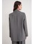 4753 Kadın Çizgili Oversize Blazer Ceket Gri 7