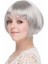Techmrt Gri Gümüş Renk Düz Kesim Astarlı Küt Parti Peruğu 1