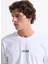 Bisiklet Yaka Beyaz Erkek T-Shirt 12282875_JCOSTANCE Mınımal Text Tee 1