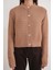 6778 Kadın Links Desenli Crop Triko Hırka Camel 4