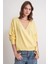 6959 Kadın Fiyonklu Triko Hırka Sarı 1