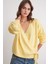 6959 Kadın Fiyonklu Triko Hırka Sarı 4