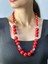Kırmızı Bambu Boncuklu Kadın Kolye 32 cm 2