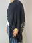 Siyah Triko Ponponlu Yumuşak Kadın Şal 180X70 cm 3