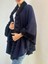 Triko Kürklü Lacivert Yumuşak Kadın Panço Şal 3