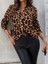 Kadın Uzun Kollu V Yakalı Leopar Desenli Modal Bluz 1