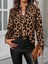 Kadın Uzun Kollu V Yakalı Leopar Desenli Modal Bluz 2