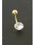 Yuvarlak Zirkon Taşlı Çelik Piercing 1 Adet 1