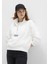 Yarı Fermuarlı Sırt Baskılı Ekru Sweatshirt 1S10502-70057 2