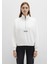 Yarı Fermuarlı Sırt Baskılı Ekru Sweatshirt 1S10502-70057 3