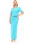 V Yaka Kısa Ceket & Uzun Düz Dar Etek-Turkuaz 1