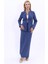 V Yaka Boydan Kuplu Kılasik Ceket & Uzun Düz Dar Etek-Indigo 2