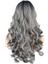 Dalgalı Perçemli Uzun Fiber Sentetik Peruk / Siyah / Gri Ombreli 5