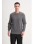 Slim Fit Pamuk Karışımlı Selanik Örgü Sweatshirt 1