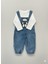 Unisex Bebek Denim 2’li Takım - Ayı Aplikeli Cepli Salopet ve Beyaz Bluz 8