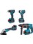 1580 Akülü 4''lü Alet Seti (Kömürsüz Motor) 3 Adet 4 Ah Akü 1