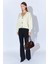 V Yaka Triko Basic Kadın Hırka (Krem) 2