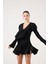Fırfırlı Mini Yolanthe Elbise Siyah 4