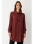 Kendinden Desenli Bağcık Detaylı Tunik Bordo 2