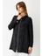 Kendinden Desenli Fermuar Kapamalı Tunik Siyah 3