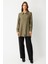 Kendinden Desenli Fermuar Kapamalı Tunik Haki 1