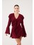 Fırfırlı Mini Yolanthe Elbise Bordo 4