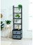 Dekoratif Siyah Metal Kitaplık 5 Raflı 2 Çekmeceli Komidin Çok Amaçlı Stand Organizer 1