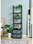 Dekoratif Siyah Metal Kitaplık 5 Raflı 2 Çekmeceli Komidin Çok Amaçlı Stand Organizer 3