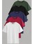 Erkek Beyaz-Siyah-Laci-Bordo-Yeşil Slim Fit Bisiklet Yaka Pamuk Elastan 5'li Basic Tişört 1