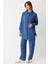 Yandan Büzgü Detaylı Pantolonlu Takım Indigo 2