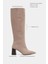 Briar Koyu Bej Süet Sivri Burun Kadın Topuklu Çizme 3