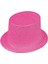Floresan Pembe Renk Simli Uzun Fötr Melon Şapka 12 cm 1