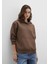 Kapüşonlu Kahverengi Basic Sweatshirt 167299-81959 1