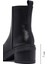 Kadın Siyah Fermuarlı Kalın Topuklu Deri Bot 25WFD2037FT 2