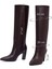 Kadın Bordo Kalın Topuklu Deri Çizme 25WFD491918 2