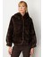 Kapüşonlu Peluş Mont Kahve 06903 1
