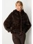 Kapüşonlu Peluş Mont Kahve 06903 2