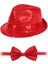 Kırmızı Payetli Şapka ve Papyon Seti – Parıltılı Yetişkin Kostüm Seti 2