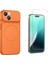 Iphone 13 Kılıf M-Safe Şarj Özellikli Kamera Camlı Formen Kapak-Turuncu + Cam Ekran Koruyucu 1